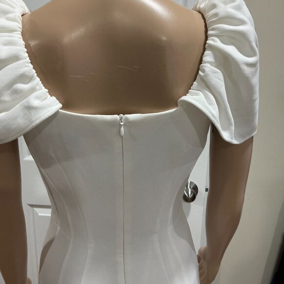 French Connection Whisper Gathered Sleeve Mini Dress Size 2 Off-White - Picture 4 of 13